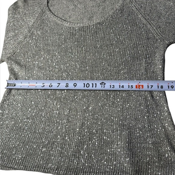 Eileen Fisher XL Linen Blend Scoop‎ Neck Metallic Fleck Gray 3/4 Sleeve Sweater - Picture 9 of 12